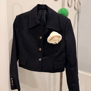 Recto Black Blazer with White Rose Size S